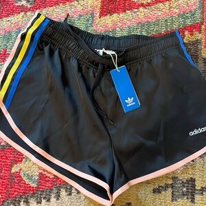 Adidas Women's Black sprinter Shorts with Pink and Blue Accents